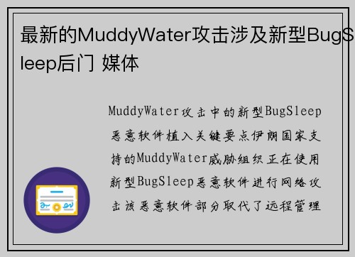 最新的MuddyWater攻击涉及新型BugSleep后门 媒体
